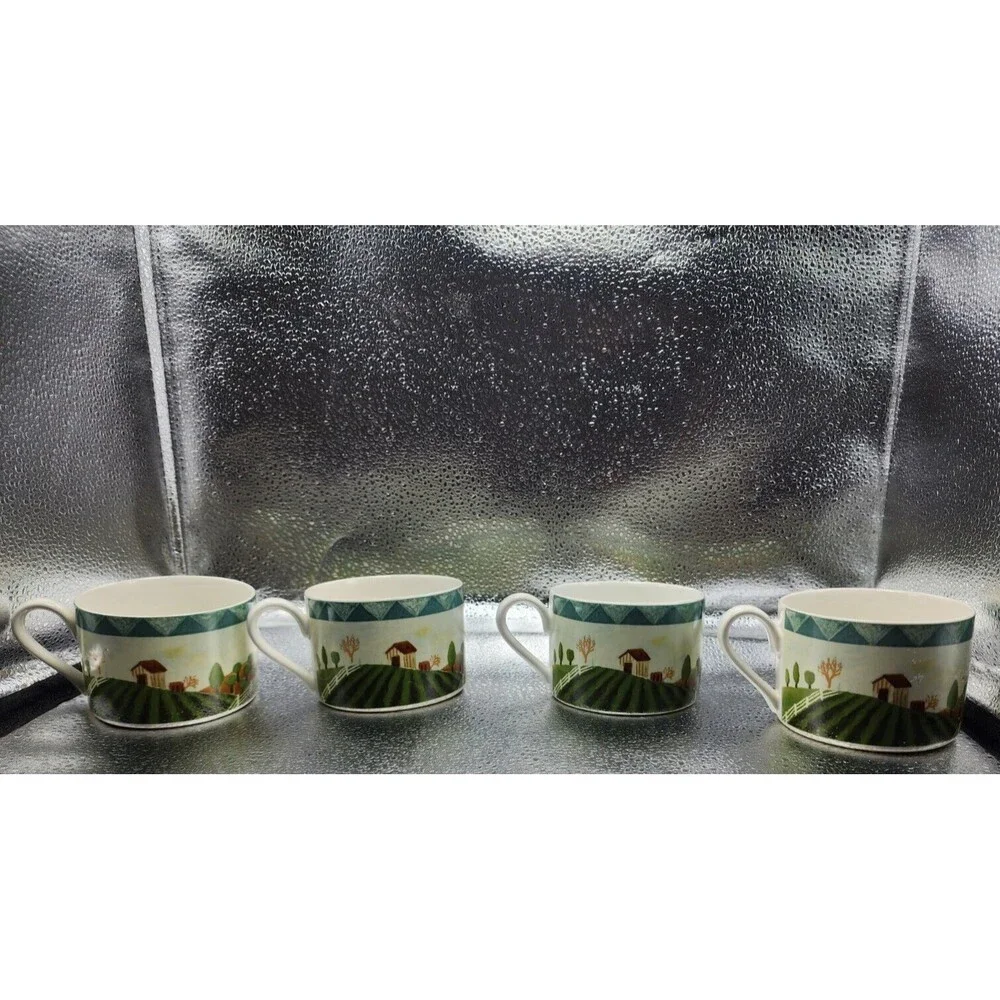 Farberware by Retroneu Country Life Cups/ Saucers Stoneware Hannah Green (8pc)